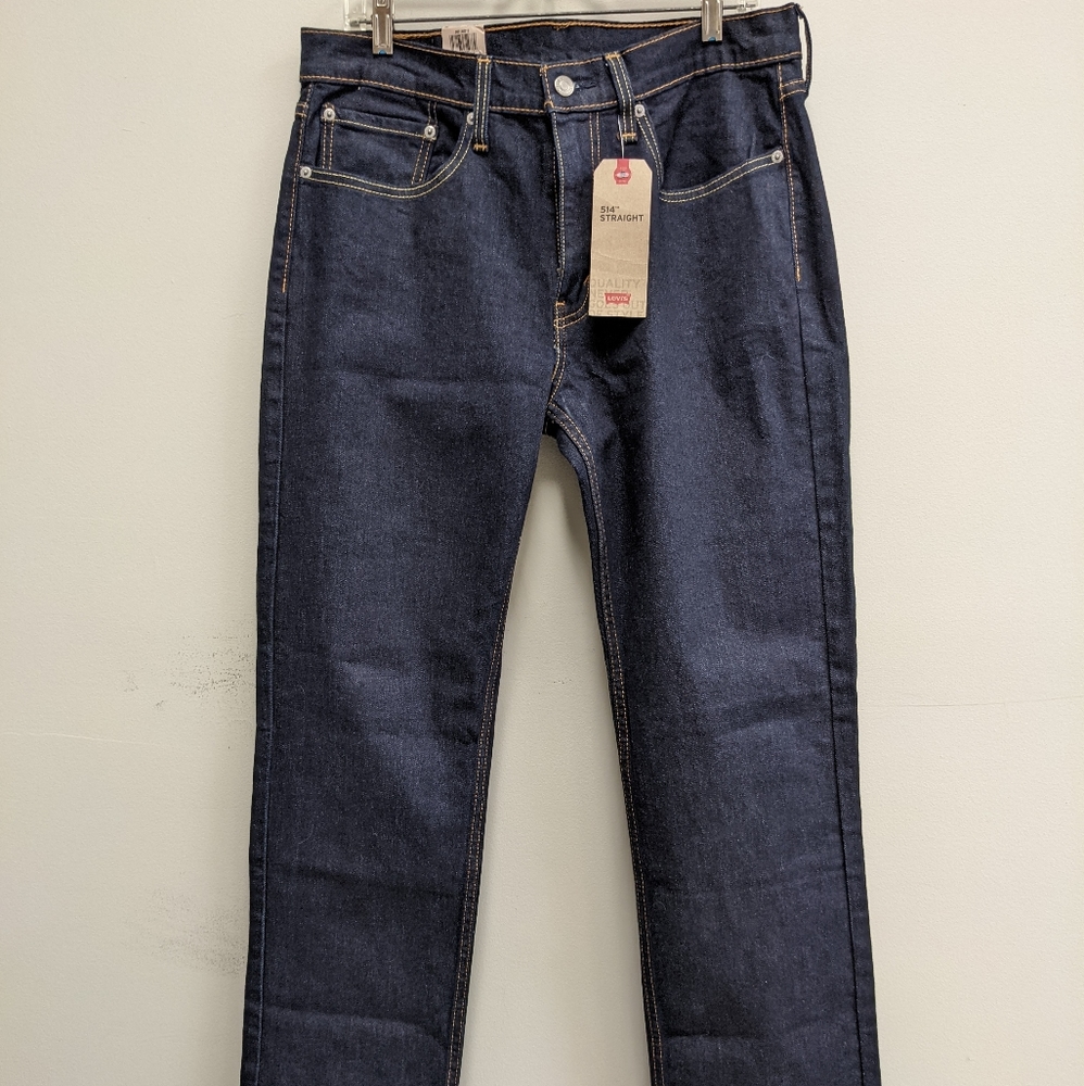 Levi's 514 Straight Fit Dark Indigo Stretch Jeans 34x34 NWT